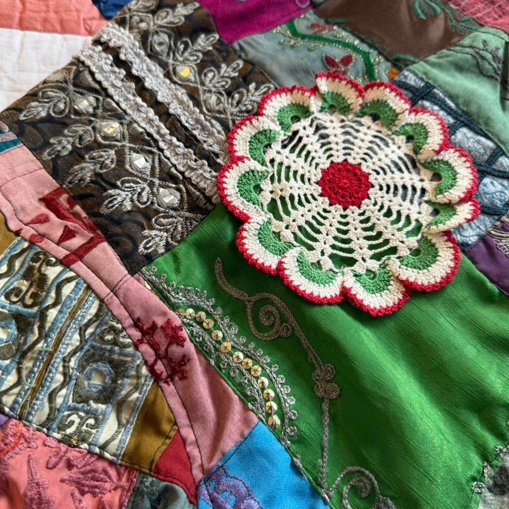 Sacred Threads Multicolored Patchwork Quilted Col… - image 8